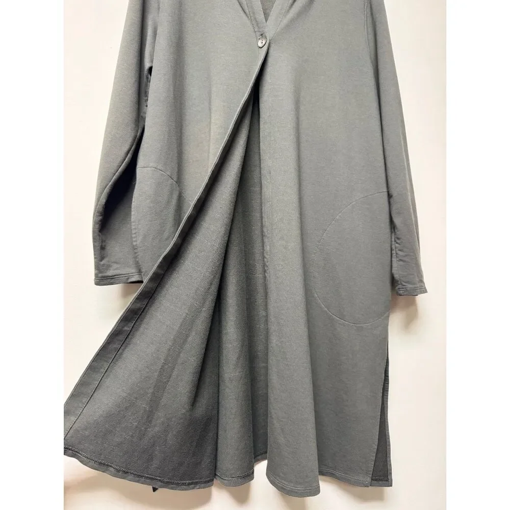 J. JILL PURE JILL Olive Green Hooded One Button Cardigan Pima Cotton/Modal, XL